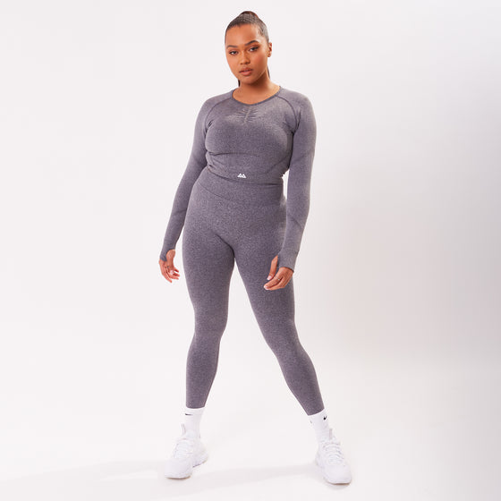 The 'Energy' Scrunch & Seamless Long Sleeve Top - Charcoal