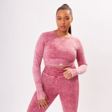 The 'Energy’ Scrunch & Seamless Long Sleeve Top - Washed Berry