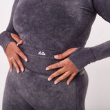 The 'Energy’ Scrunch & Seamless Long Sleeve Top - Washed Onyxp